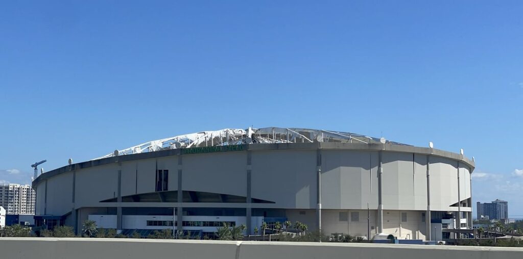 Major League Baseball says damaged Tropicana Field won’t be playable until 2026