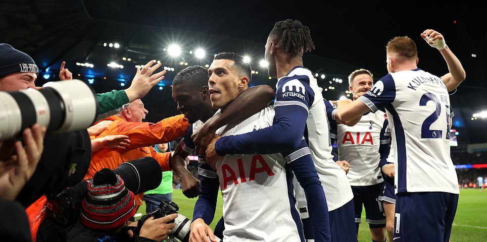 Man City vs Tottenham – Premier League: Live score and updates as Spurs STUN Pep Guardiola’s side with goals from James Maddison and Pedro Porro at the Etihad Stadium