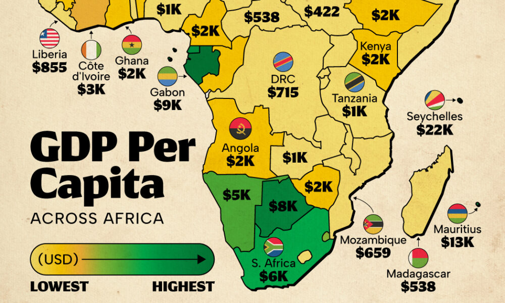 Mapped: Africa’s GDP per Capita by Country