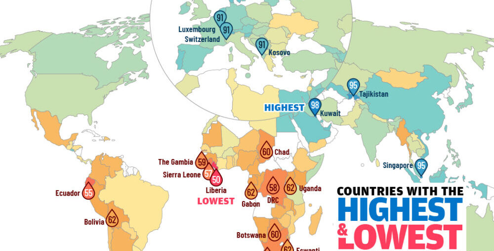 This maps shows the safest countries in the world based on the Law and Order Index by Gallup.