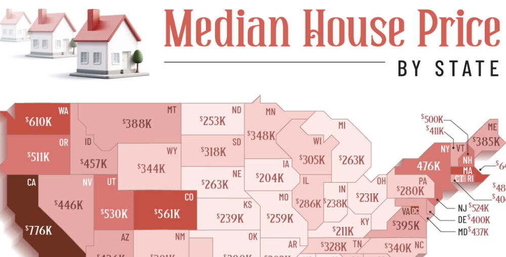 Mapped: Median Home Sale Price by U.S. State