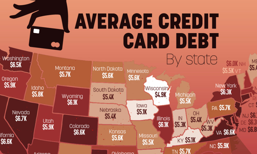 Mapped: The Average Credit Card Debt in Every U.S. State (2024)