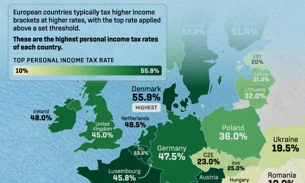 Mapped: Top Personal Income Tax Rates in Europe in 2024