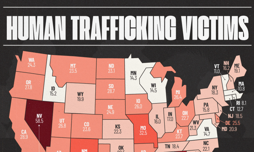 Mapped: U.S. States With the Most Human Trafficking Victims