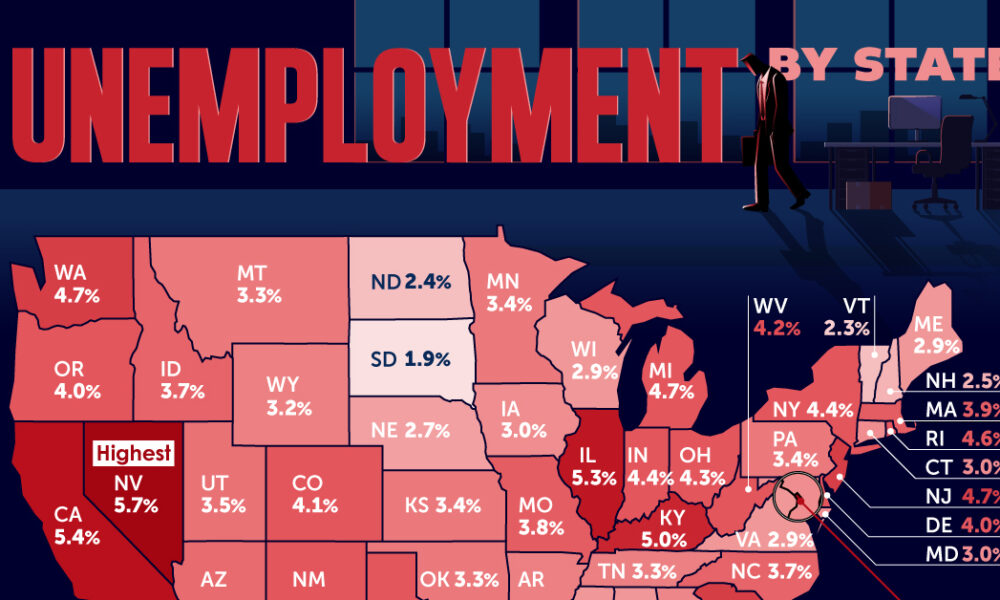 Mapped: Unemployment Rate By State in 2024