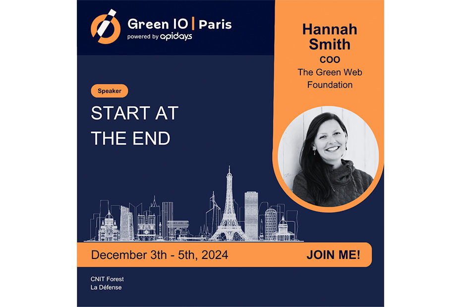 Meet us at the Paris Green IO conference Dec 3-5 – Green Web Foundation