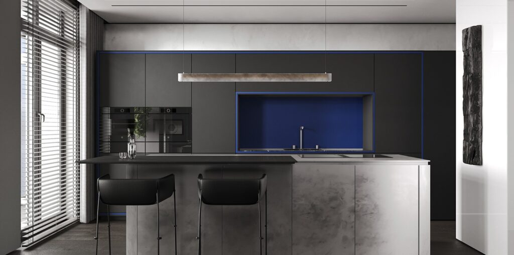 gray and black kitchen