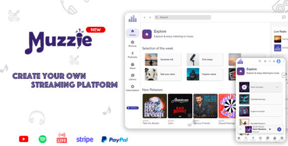 Muzzie v4.6 – Music, Podcast & Radio Streaming Platform Script