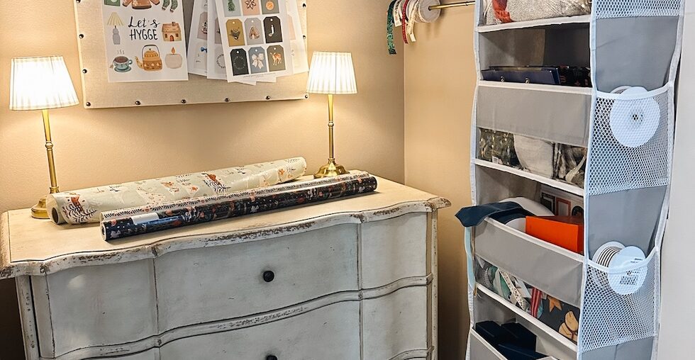 My Quick & Easy Organized Gift Wrapping Closet - The Inspired Room