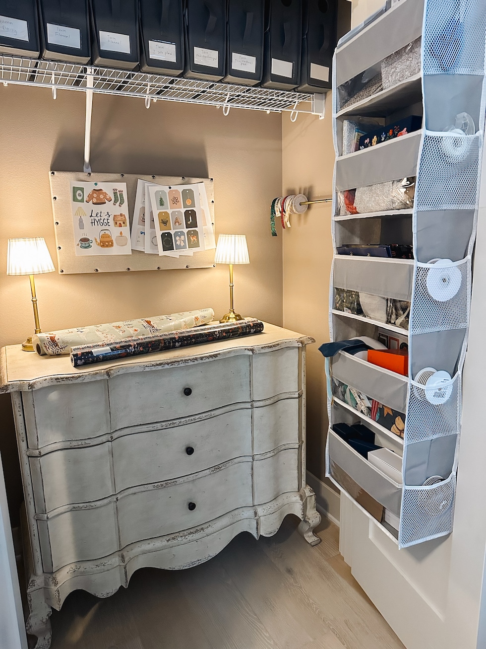 My Quick & Easy Organized Gift Wrapping Closet – The Inspired Room