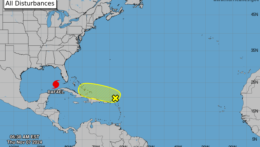 National Hurricane Center tracking Hurricane Rafael, disturbance in Caribbean