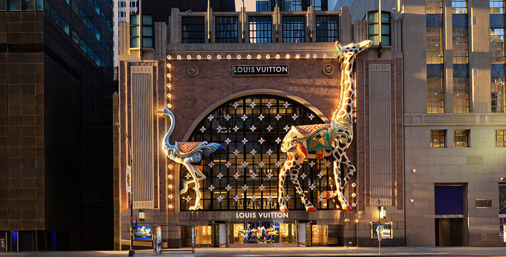 OMA-designed sculptures tower within new louis vuitton store on 57th street