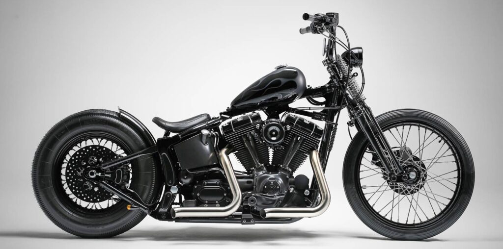 Obsidian: A slammed and stripped Harley Softail Deuce from Warsaw