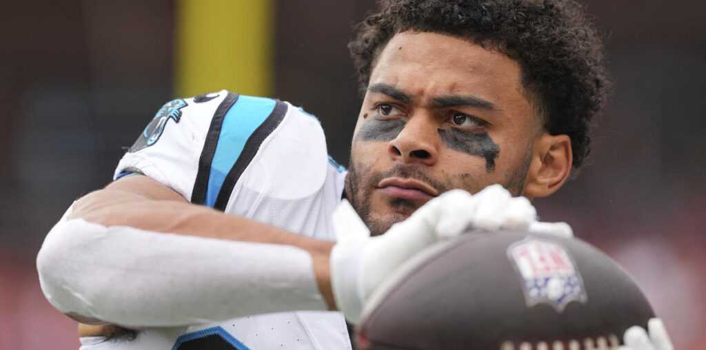 Panthers rookie TE Ja'Tavion Sanders carted off field after landing on head