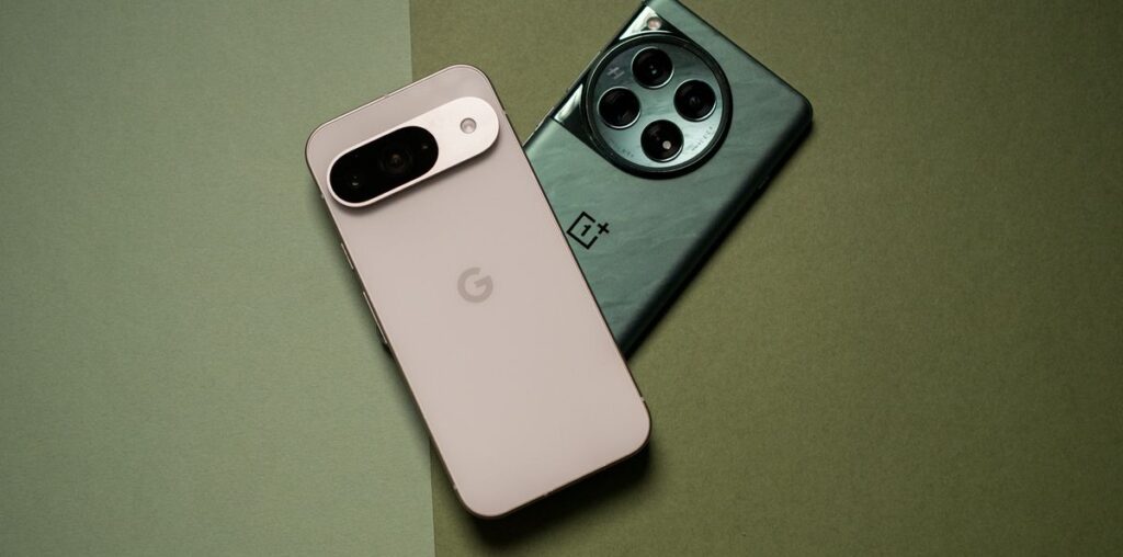 Google Pixel 9 vs. OnePlus 12 back view