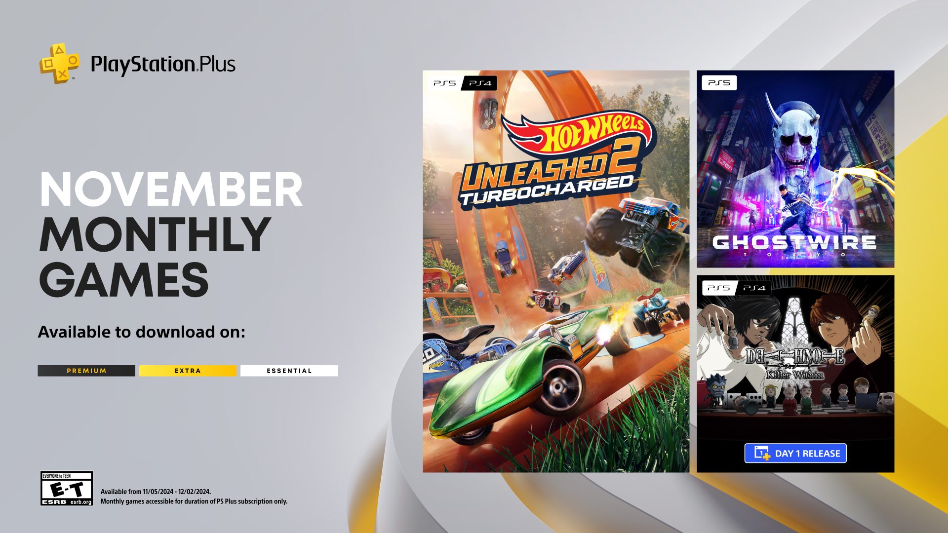 PlayStation Plus Monthly Games for November: Hot Wheels Unleashed 2 – Turbocharged, Ghostwire: Tokyo, Death Note Killer Within