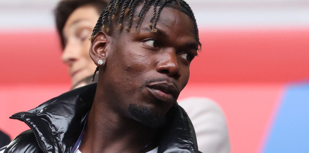 epa11450261 French former soccer player Paul Pogba pictured in the stands prior the UEFA EURO 2024 Round of 16 soccer match between France and Belgium, in Dusseldorf, Germany, 01 July 2024. EPA-EFE/FRIEDEMANN VOGEL