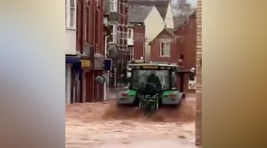 Tractor had triggered a wave of water that hit local businesses and houses, smashing windows on Tenbury Wells high street.