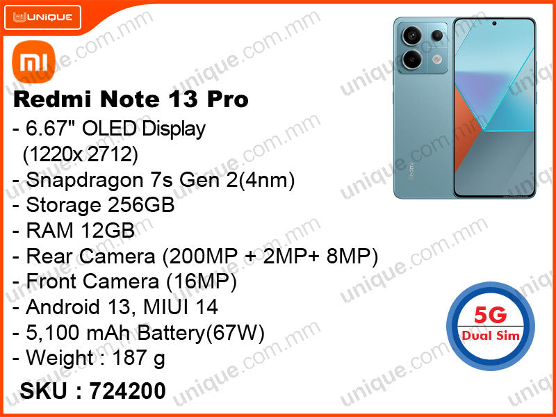 Redmi Note 13 Pro 5G 12GB, 256GB (Without Warranty)