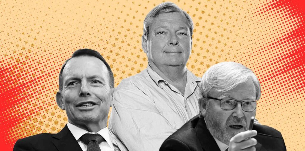 Tony Abbott, Piers Akerman, Kevin Rudd (Image: Private Media/Zennie)