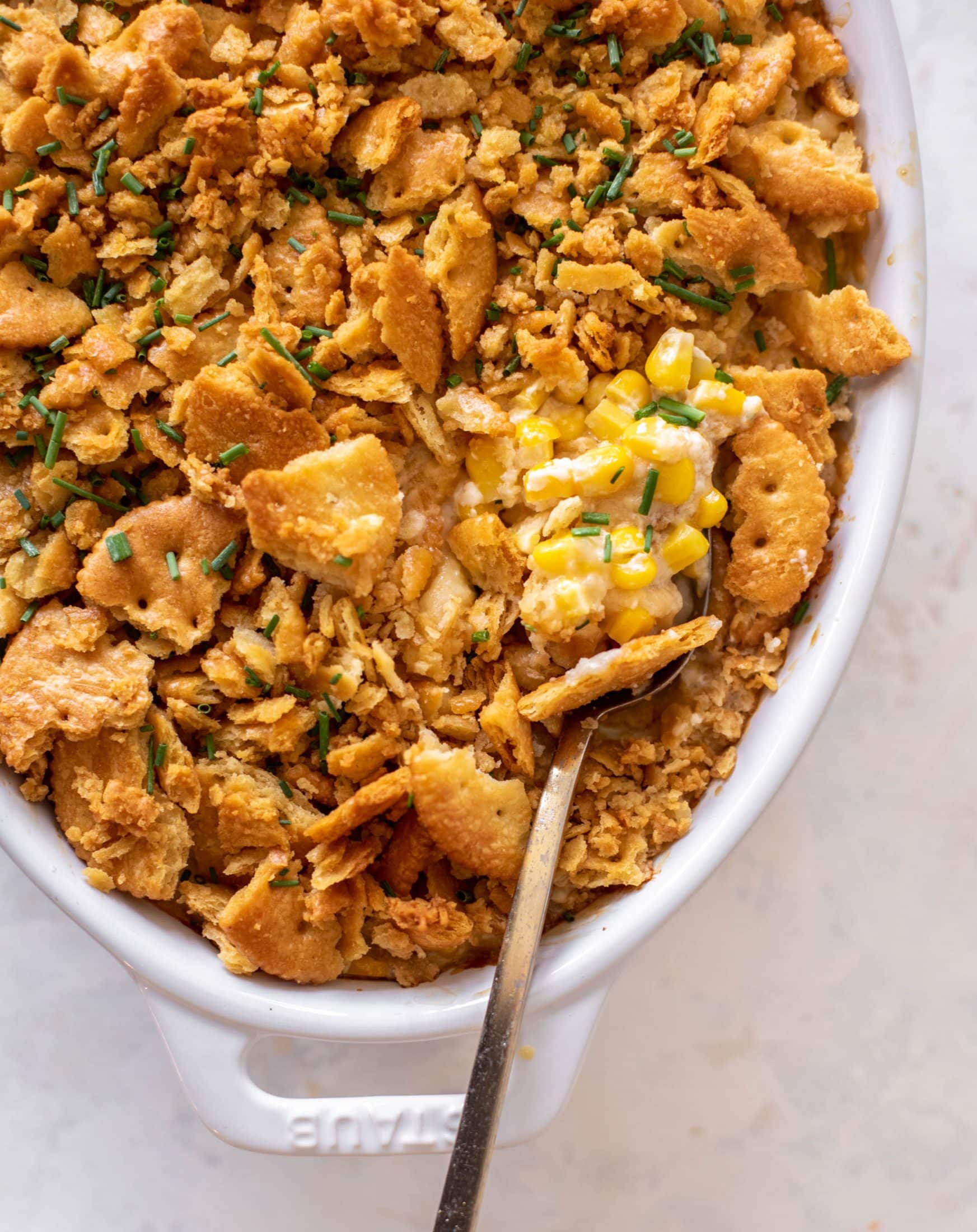 Scalloped Corn with Ritz Cracker Crunchies.