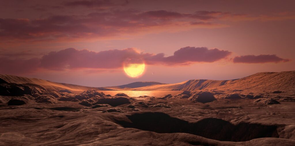 Artist’s impression of the surface of exoplanet Kepler-1649c.