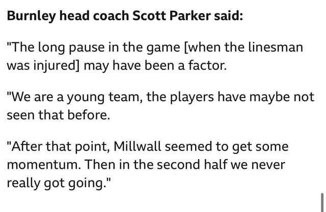 Scott Parker blames losing to Millwall on the linesman twisting his ankle 😭😭