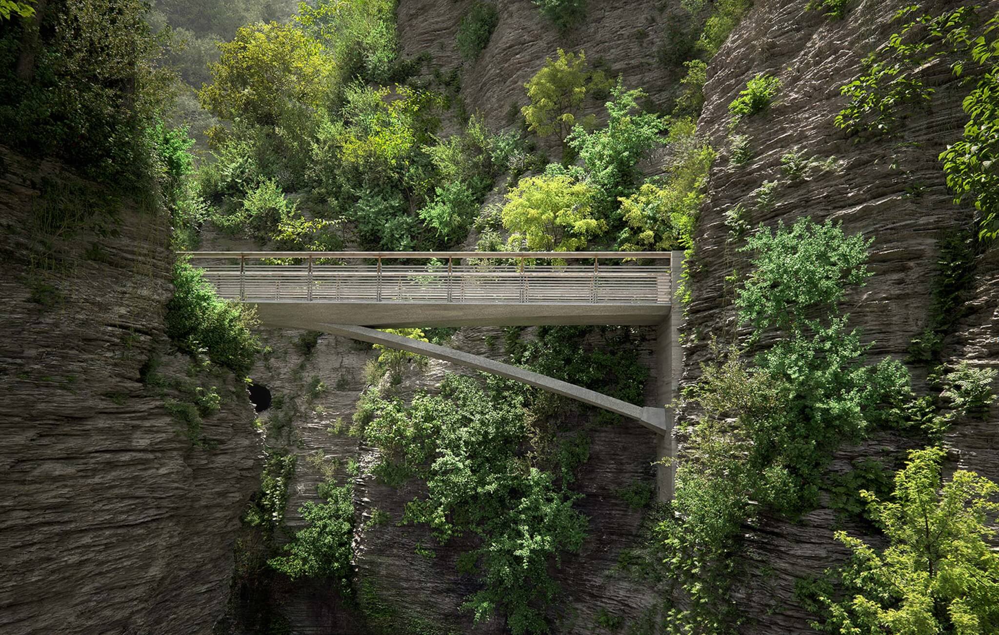 Snøhetta and sbp share design for new replacement footbridge at Watkins Glen State Park