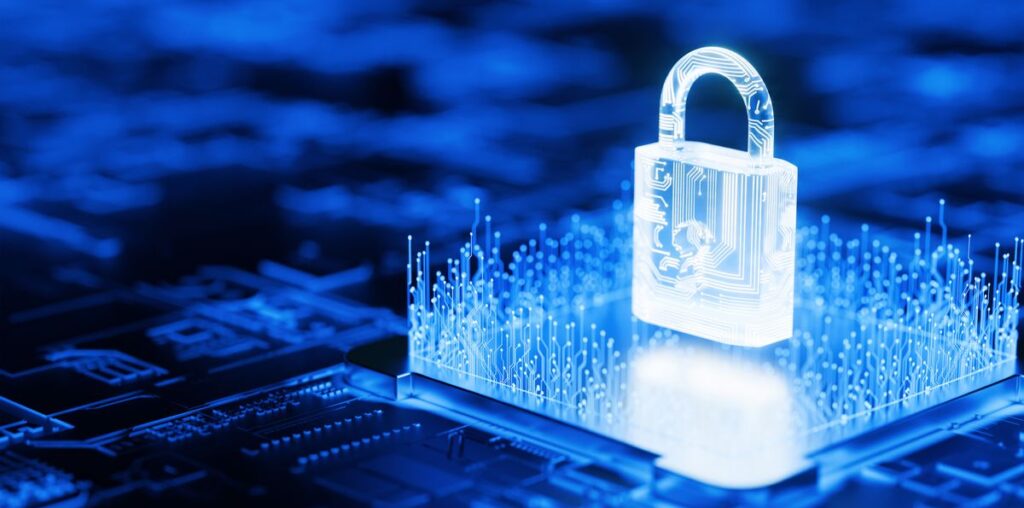 Security padlock and circuit board to protect data