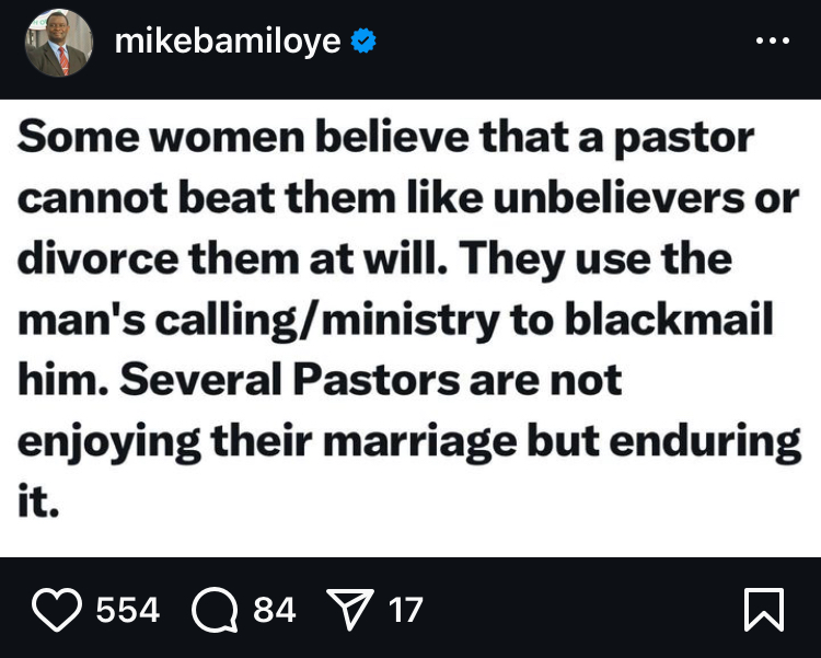 “Some Pastors’ Wives Use Ministry As Tool To Blackmail Their Husbands” – Mike Bamiloye