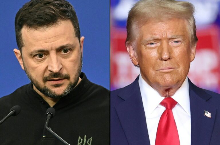 Ukraine's President Volodymyr Zelensky (L) and US President-elect Donald Trump spoke shortly after the latter's election