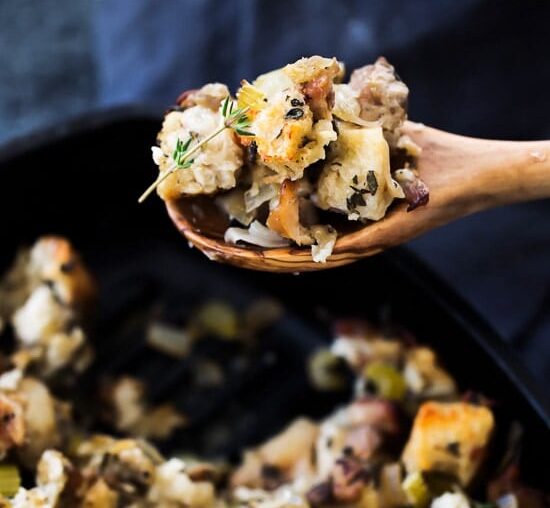 Chicken Sausage and Herb Stuffing – this is the best Thanksgiving stuffing recipe!