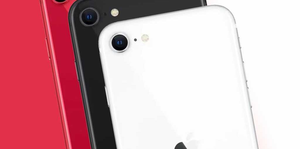 iPhone SE in black, white, and red