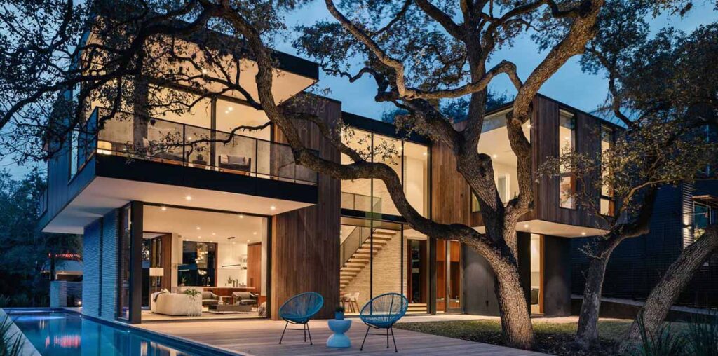 This Modern Home Was Designed Around A Split-Trunk Oak Tree