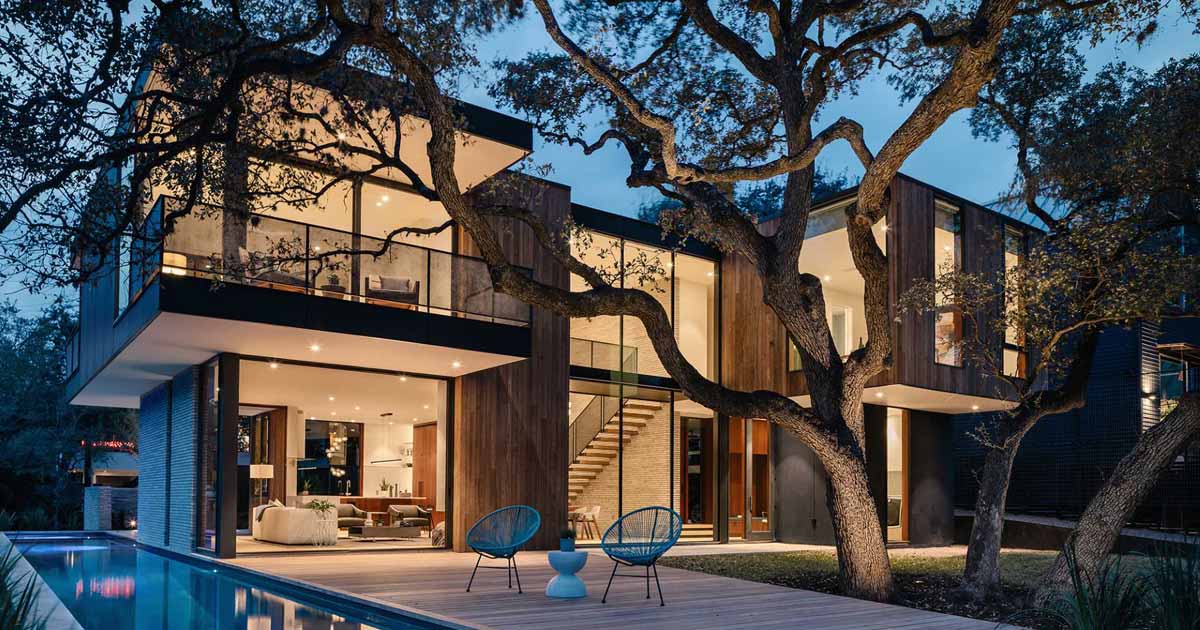 This Modern Home Was Designed Around A Split-Trunk Oak Tree