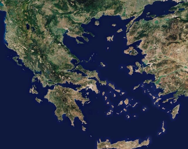 This image of Greece and the Aegean Sea is compiled from data returned from the Copernicus Sentinel-2 mission between April and September 2020.