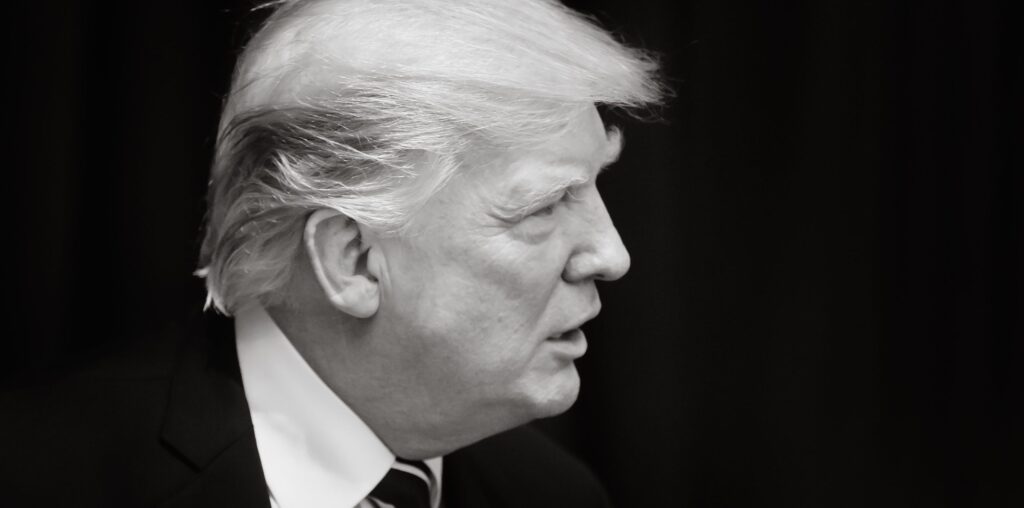 Donald Trump black and white side view