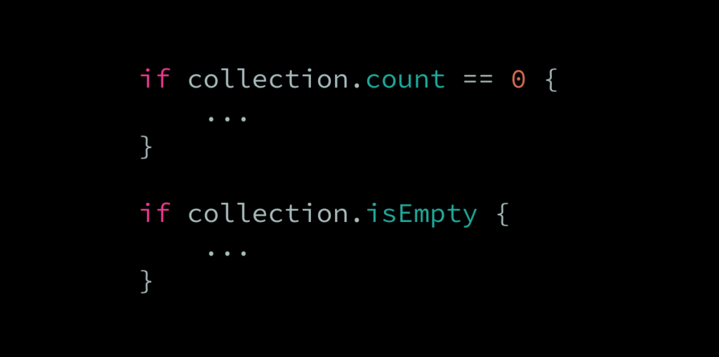 Using count vs isEmpty to check whether a collection contains any elements | Swift by Sundell