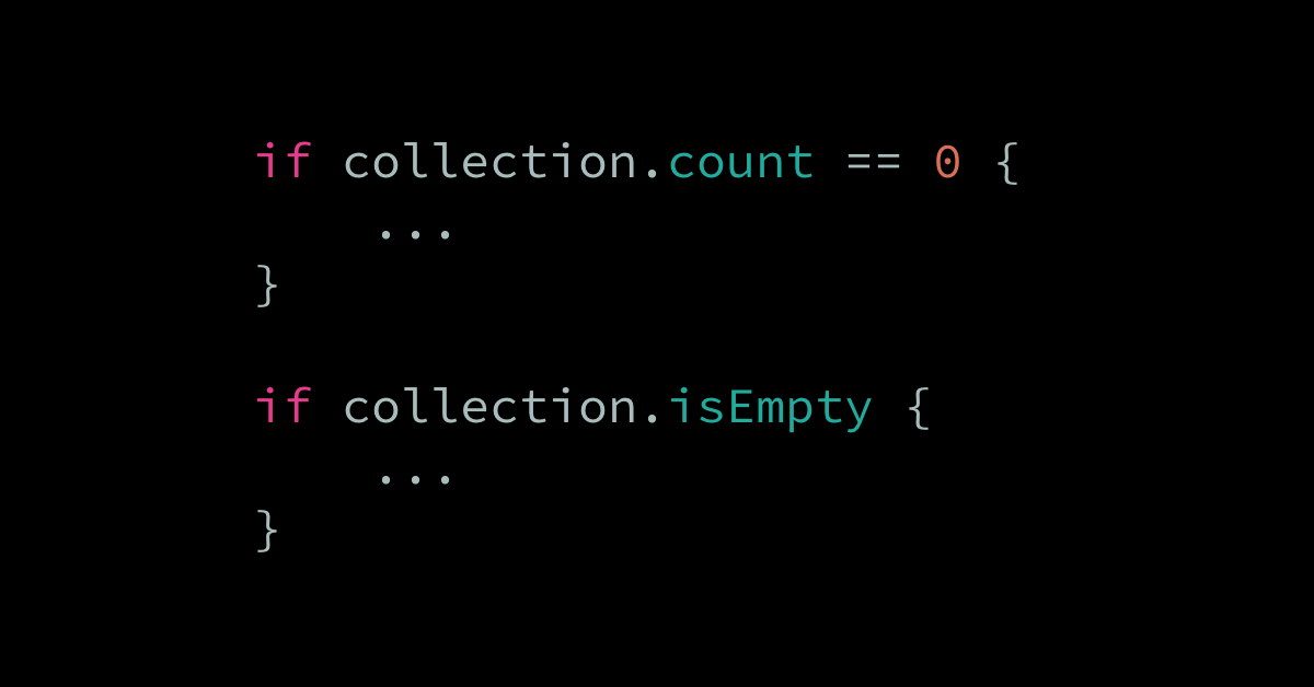 Using count vs isEmpty to check whether a collection contains any elements | Swift by Sundell