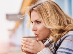 woman drinking coffee