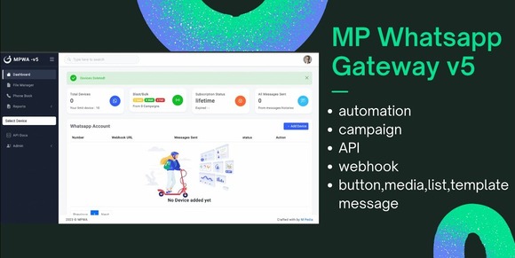 WhatsApp Gateway v7.5.0 Nulled – Multi Device PHP Script by M-Pedia