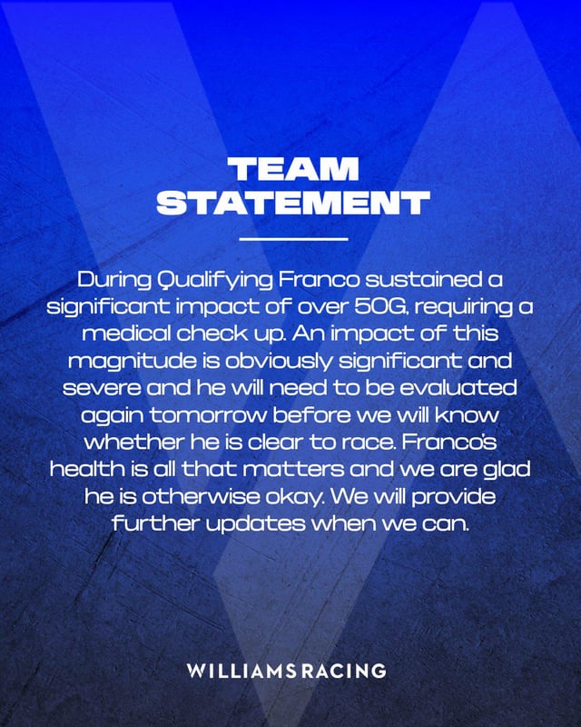 [Williams Racing] Team statement