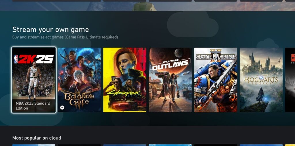 Xbox Game Pass Ultimate subscribers can now stream "select" games from their own library via Cloud Gaming