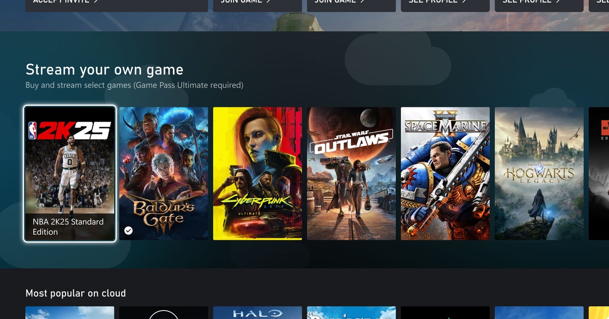 Xbox Game Pass Ultimate subscribers can now stream “select” games from their own library via Cloud Gaming