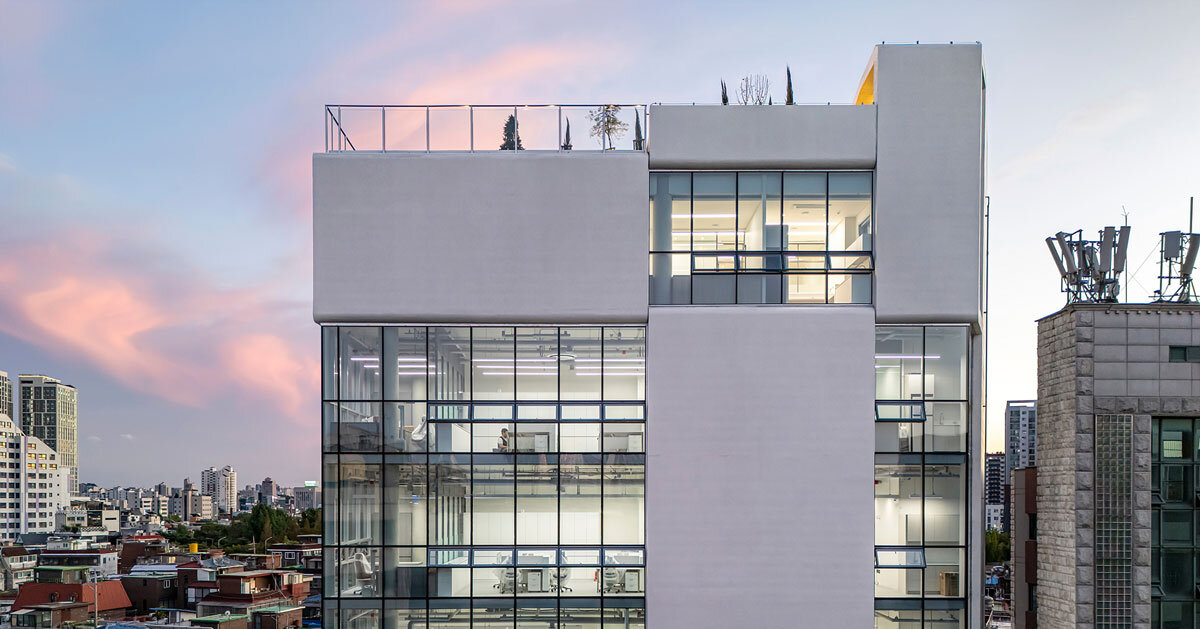 concrete and glass interplay upon kn global seoul headquarters’ facade by zaira