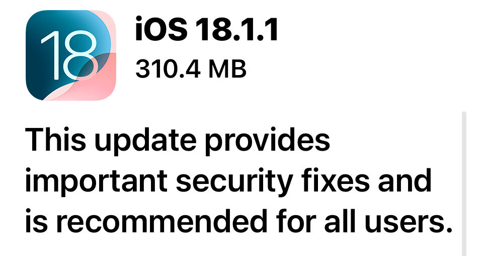 iOS 18.1.1 update