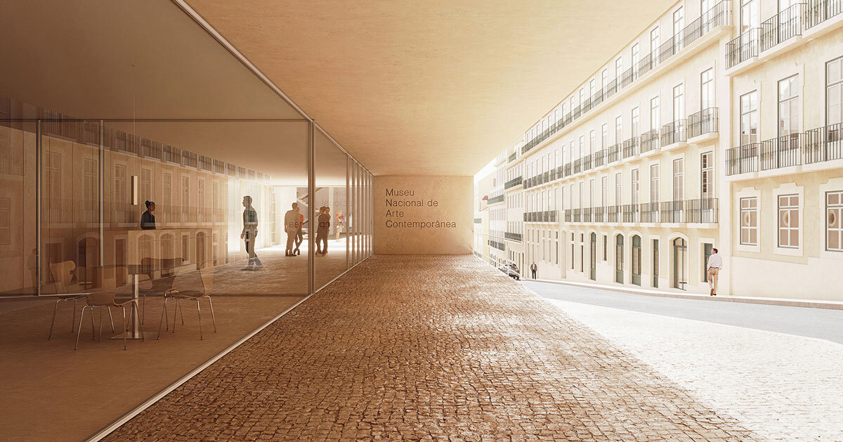 portuguese lioz stone clads the facade of national museum of contemporary art lisbon