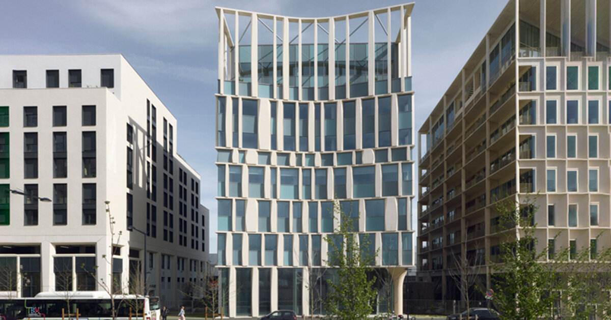 sculptural concrete columns define cino zucchi architetti’s office building in bordeaux